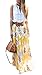 MICHEN women's summer print high waist fold chiffon Maxi long skirt Yellow S