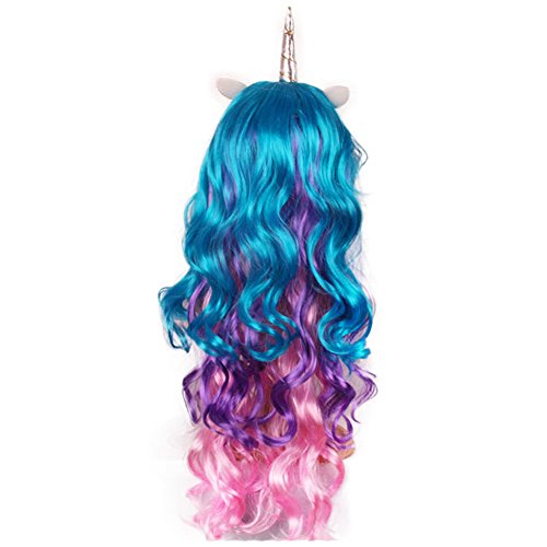 Expression Gifts Unicorn Wig - 3 Color Wig With Unicorn Horn and Ears (Blue, Purple, Pink Hair) - Thumbnail 2