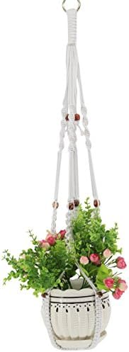 Kingbuy Decorative Plant Hanger Hanging Plant Hanger Macrame Indoor Outdoor Hanging Planter Basket Cotton Rope 4 Legs 37Inch (2Pack)