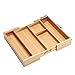 Bamboo Expandable Silverware Drawer Organizer - Kitchen Cutlery Utensil Flatware Tray Mortise and Tenon Connection