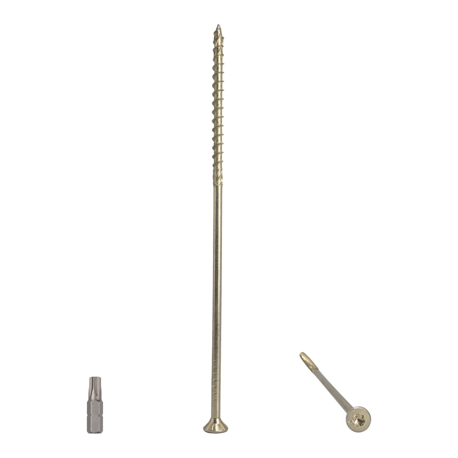 Marcopol (Pack of 30 pcs) Universal Yellow Zinc Plated Steel 6.0 x 200 mm Wood Screws, Torx Head, Countersunk Head, Chipboard Screws (30, 6.0 x 200 mm)