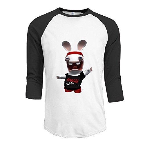 Rayman Raving Rabbids Coca Cola Zero 3/4 Sleeve Baseball Graphic T-Shirts Mens Guys Black