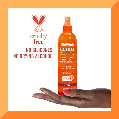 Cantu Comeback Curl Next Day Curl Revitalizer for Natural Hair with Pure Shea Butter, 12 fl oz (Pack of 3)