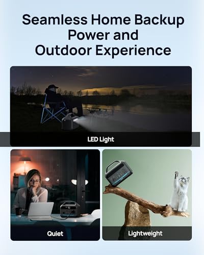 600W Portable Power Station with 80W Solar Panel, 288Wh LiFePO4 Solar Generator (1200W Peak), Fast Charging with Dual AC Outlets, 100W USB-C PD for Camping, RV Trips, Power Outages, Emergency Backup