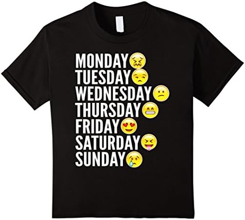 Kids Emoji Love Your Emoticon 7 Days T-Shirt 8 Black