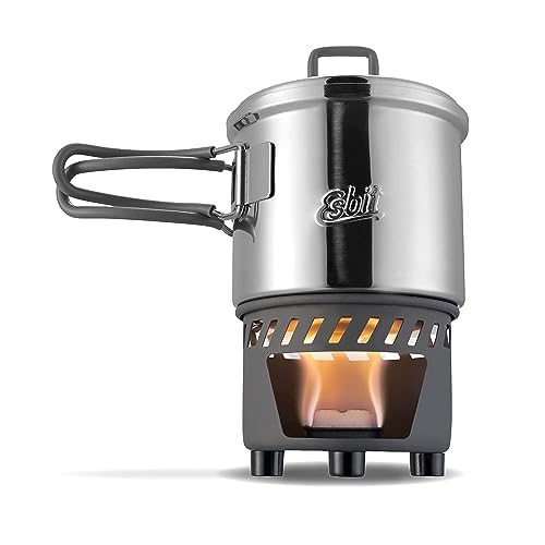 Esbit Trockenbrennstoffkochset - Outdoor Camping Kocher 585 ml mit Edelstahl Topf - klappbare Griffe - Campingkocher Set