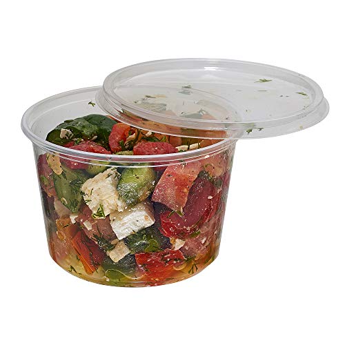 image for Tezzorio Disposable (25 Pack) 16 oz Deli Containers with Lids Combo, B
