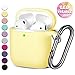 GEAK for AirPods Case (Front LED Visible), Shockproof Soft Silicone Protective Case Compatible with Apple AirPods 2 & 1, Milk Yellow