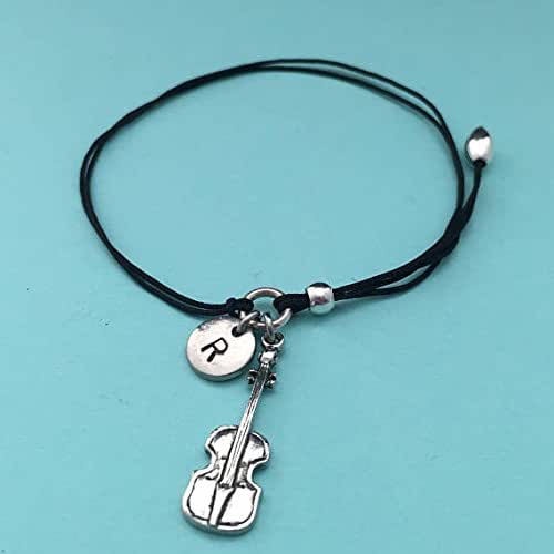 Violin cord bracelet, violin charm bracelet, adjustable