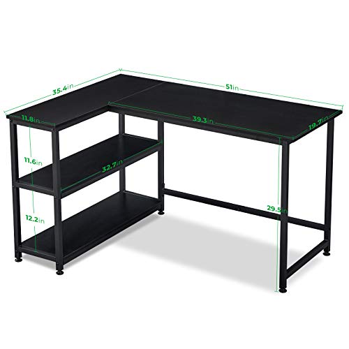GreenForest 51 inch L Shaped Gaming Desk Small Reversible Corner Gaming