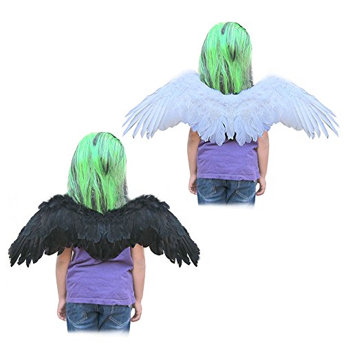 SACASUSA (TM) Small White Feather Angel Wings with Free Halo (2 Colors)