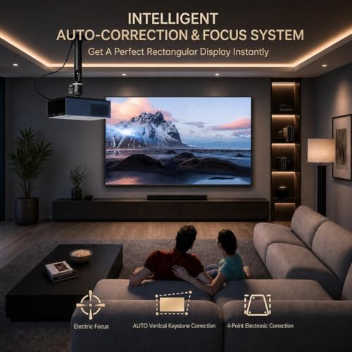 XIDU 1080P Home Theater Projector with Metal Housing, HDMI USB Connectivity, Silver, LCD Display