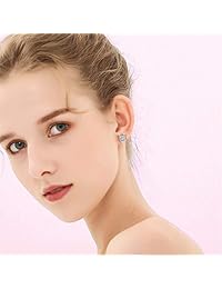 Pendientes de tuerca de plata de ley 925 con forma de ratón y circonita cúbica brillante