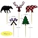 ALISSAR 30-Pack Lumberjack Cupcake Toppers, Buffalo Plaid Baby Bear Tree Cupcake Topper for Campfire Lumberjack Party Supplies Baby Shower Dcoration.