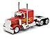 Peterbilt 389/Kenworth W900 Semi Truck Die Cast Toy - 1:32 Scale (Red with Yellow Flames)