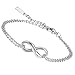 Flongo Womens Ladies 2PCS Elegant Stainless Steel Infinity Love Valentine Anniversary Link Bracelet,Girl Infintiy Endless Anklet,Wedding Engagement Wrist Bracelet