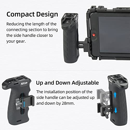 Nitze Side Handle with NATO Clamp, Ergonomic Side Handle for Left or Right Hand, Adjustable Side Grip Up and Down for Camera Cage - PA29C