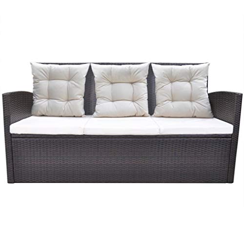 vidaXL Gartenmöbel 6-TLG. Poly Rattan Braun Garten Sitzgruppe Gartengarnitur – Bild 4