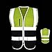JKSafety 7 Pockets High Visibility Zipper Front Safety Vest With Reflective Strips.Meets ANSI/ISEA Standards (130-Yellow-Black L)