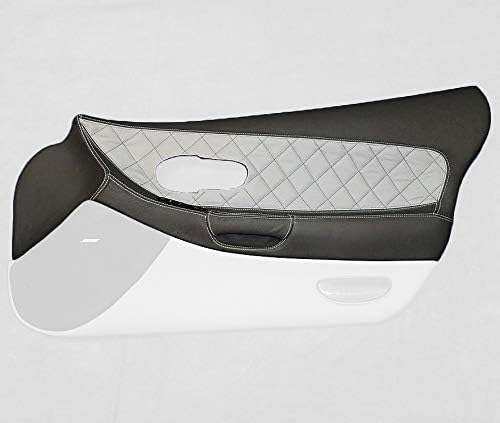 RedlineGoods door panel covers compatible with Chevrolet Corvette C5 1997-04. Tailor made Genuine top-grade Italian Gray leather with Black thread