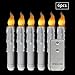 Youngerbaby Set of 6 Amber Yellow Flameless Remote Taper Candles Bright Flickering Bulb Home Decorations Battery Operated LED Candle for Christmas,Wedding,Halloween,Thanksgiving - 6.69