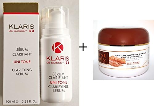 KLARIS de suisse UNI TONE Premium Skin Lightening Serum Oil 100ml & First Lady Cocoabutter (Mint - Menthol) Body Cream 500ml