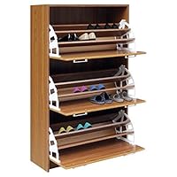 4D Concepts DELUXE TRIPLE SHOE CABINET (light walnut), 11.4"D x 29.3"W x 49.6"H,