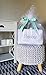 Storage Basket for Nursery, Baby girl or boy, White Canvas fabric Storage Bin with Gray Embroidering. Perfect as Nursery Organizer and Storage, Decorative storage box. Great Baby Shower Basket idea.