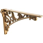 CABDM Decorative Shelf Bracket 6 inch, Antique Brass Shelf Brackets for Shelving, Heavy Duty Vintage, DIY Projects, Hardware Included, 2 Pack, 5.9x4.17x1.73 inch,Baroque Style