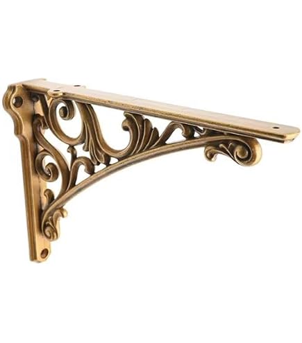 Import Wholesales Ornate Vine Cast Iron Wall Shelf Bracket – Distressed White, 10 Inch Deep