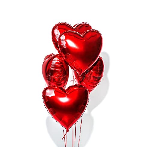 Red Love Heart Shape Balloons 18 inch Romantic Mylar Balloons Valentines Love Wedding Decor Engagement Party Holiday Party Decoration Pack of 10