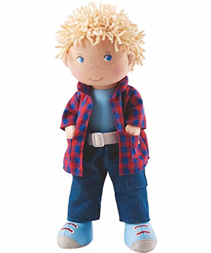 HABA Nick 12" Soft Boy Doll with Blonde Hair, Blue Eyes and Embroidered Face for Ages 18 Months and Up