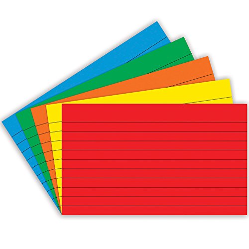 Top Notch Teacher Products TOP3662 Index Cards, Lined, Assorted Primary Colors, 3" x 5", Pack of 75