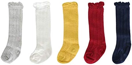 Kaariss Newborn Baby Girl Boy Toddler Cable Knit Knee High Cotton Socks 5 Pack