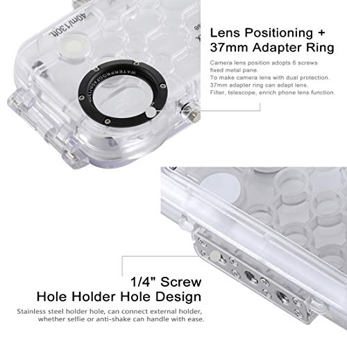 HAWELL iPhoneXS MAX Diving Case, Professional [40m/130ft] Surfing Swimming Snorkeling Photo Video Waterproof Protective Case Underwater Housing for iPhone with Lanyard (iPhone Xs MAX Transparent) - Thumbnail 3