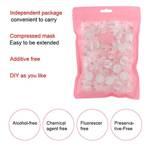 100Pcs Compressed Mask - Outdoor Travel Disposable Compressed Face Mask Portable Non-woven Fiber DIY Facial Mask Skin Care