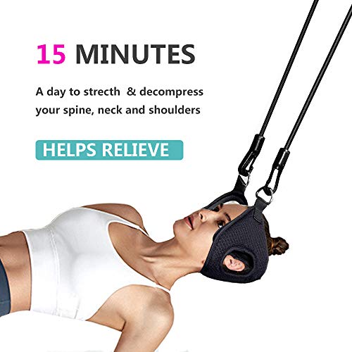 Whonos Neck Head Hammock, Neck Traction Hammock for Neck Pain Relief, Adjustable Cervical Neck Traction Device, Portable Physical Therapy Neck Support Corrector Hammock