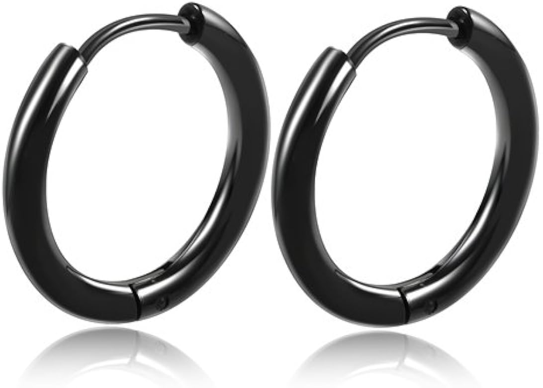 Amazon Luxstar フープピアス 4カラー 5サイズ 両耳セット 金属アレルギー対応 サージカルステンレス メンズ レディース ステンレス ブラック 黒 mm ピアス 通販