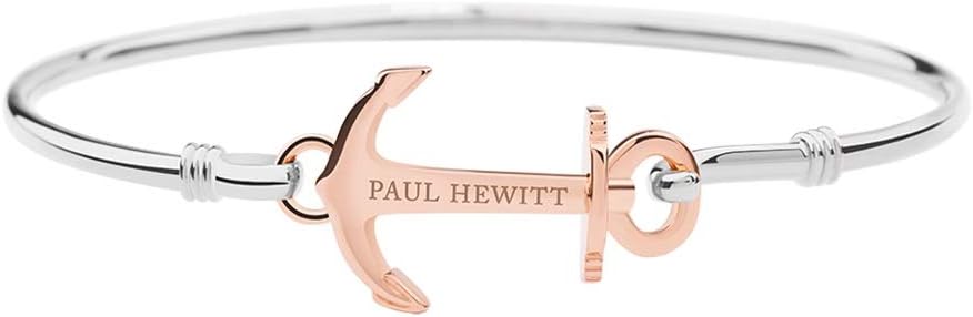 PAUL HEWITTWomen's Anchor Cuff - Stainless Steel Silver Bracelet for Women, Silver Bangle with Rose Gold-Plated Anchor Clasp, Beautiful Jewellery for women