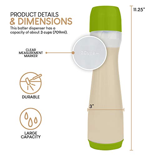 Pancake Batter Dispenser Pen, Easy Squeeze Bottle Baking Drip Proof Silicone Nozzle and