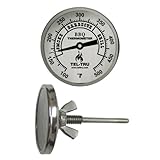 Tel-Tru BQ225 Barbecue Thermometer, 2 Inch Aluminum Dial, 2.5 Inch Stem, 100/500°F