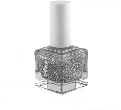 Nontoxic Glitter Nail Polish, Clear Topcoat Lacquer With Multicolor Glitter, Holographic. Majestic, by ADRIANNE K, Quick Dry. Long Lasting, Vegan, .51 Fl Oz