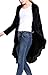 Urban CoCo Women's Long Sleeve Velvet Cardigan Coat with Asymmetric Chiffon Hem (M, Black)
