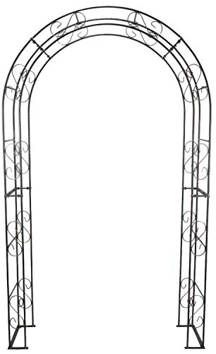 Hirsch Terracotta Rosenbogen Gustav Rund aus Metall stabil, 12mm Vollmaterial mit Edelrost, Rankgitter Breite 140cm Höhe 235cm Tiefe 40cm