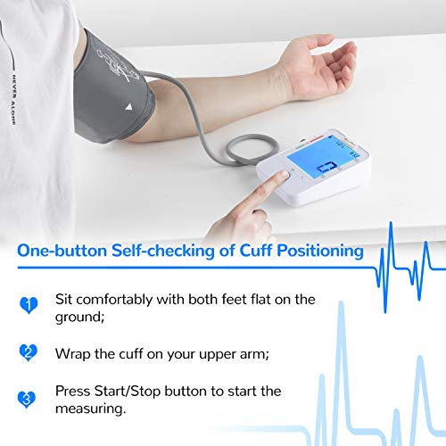 Upper Arm Blood Pressure Monitor Automatic BP Machine FDA Approved with Large Cuff and Large Backlit LCD Display for 2 Users 180 Readings