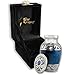 Star Legacy's Mediterranean Mystic - Blue Metal Cremation Keepsake Urn for Human Ashes w Velvet Box