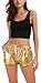 Tandisk Women's Metallic Shorts Sparkly Hot Outfit Shiny Rave Short Pants with Elastic Drawstring Gold L