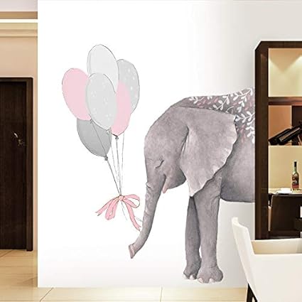 AWGSQ Etiqueta De La Pared Elefantes Grandes con 6 Unids Globos De Arte
