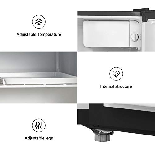 Midea WHS65LB1 Compact Single Reversible Door Refrigerator, 1.6 Cubic Feet(0.045 Cubic Meter