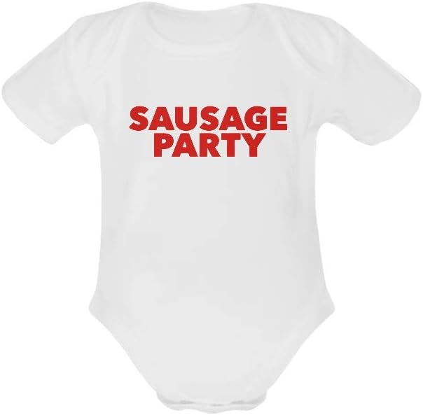 Wihuae Unisex Sausage Party Funny Baby Powder Organic Short Sleeve Onesies